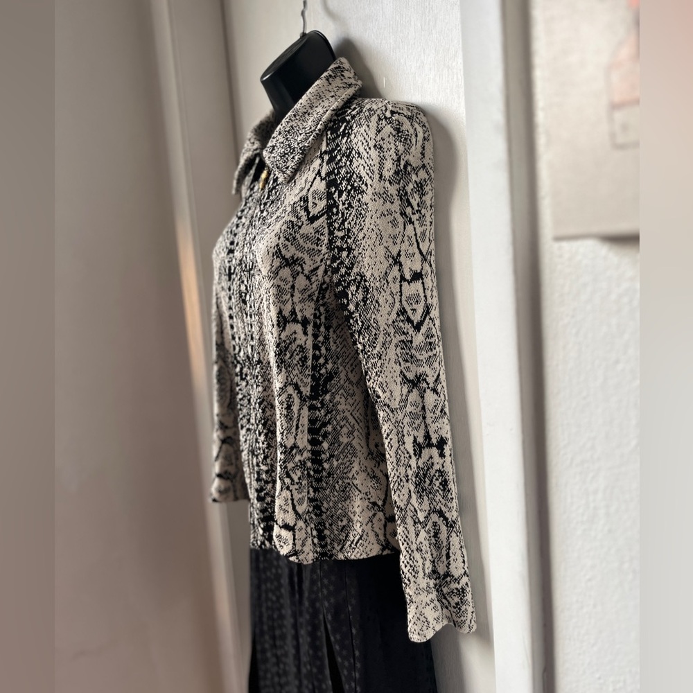 St. John Black White Knit Python Pattern Blazer J… - image 4
